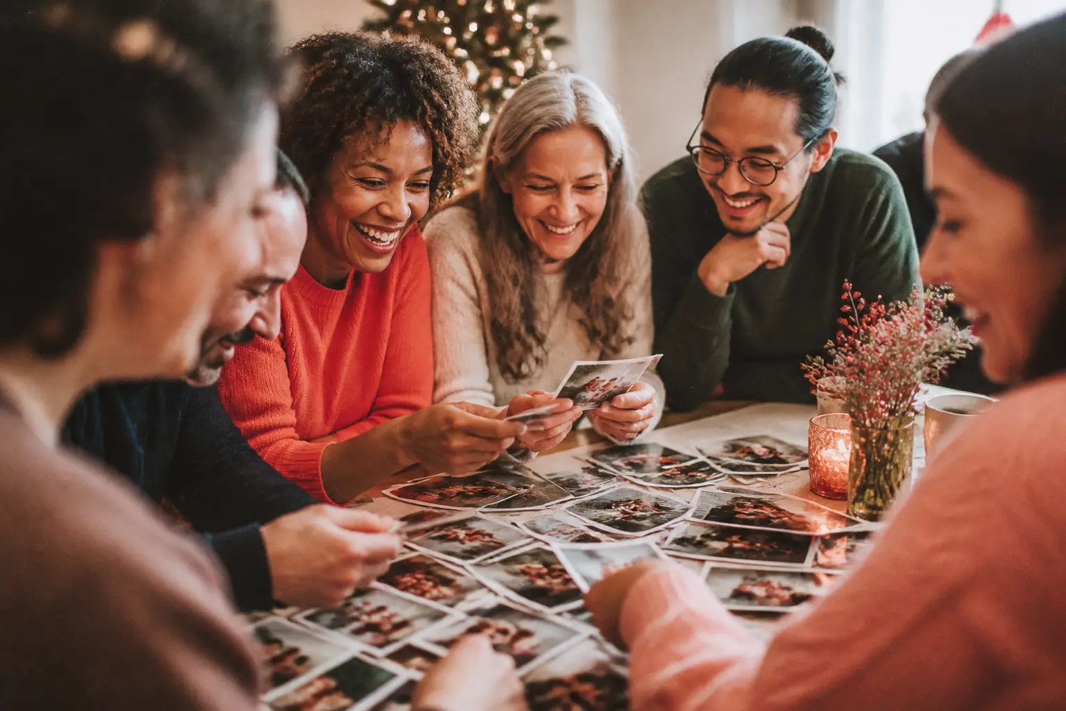 Editorial illustration for The Christmas Memory Table: A Gentle Plan for Gathering Family Photos