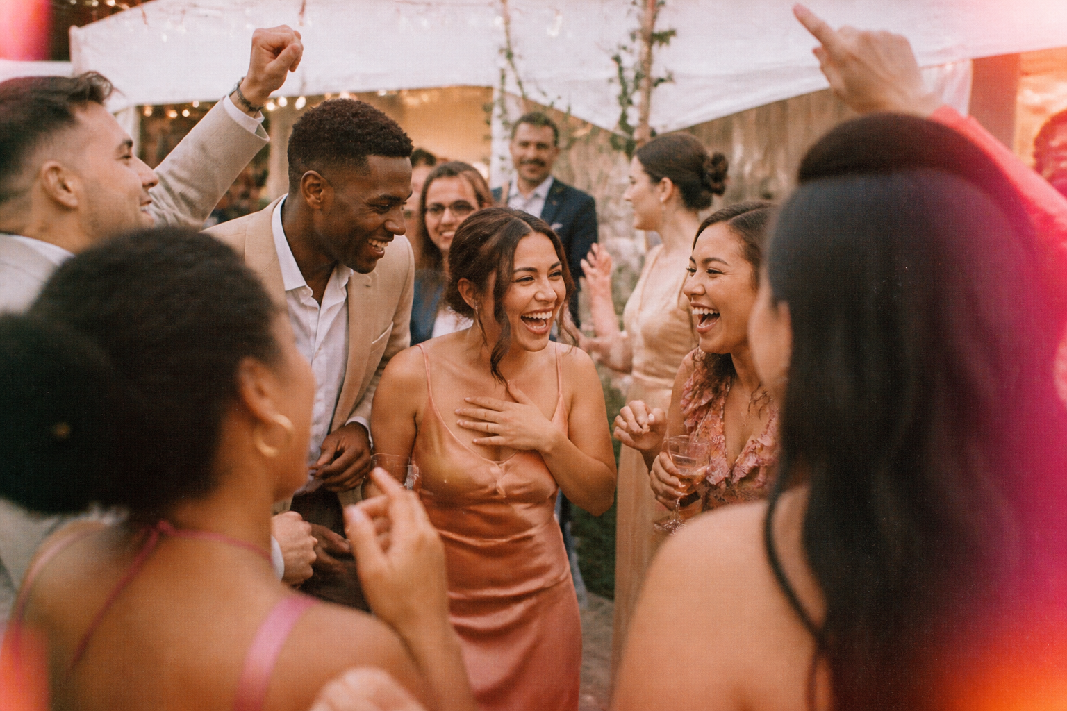 Editorial illustration for Wedding Guest Photo Prompts That Feel Fun, Not Forced