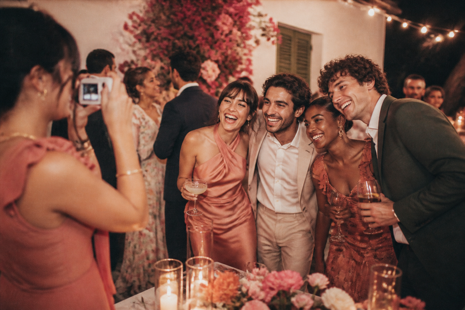 Editorial illustration for Wedding Guest Photo Prompts That Feel Fun, Not Forced
