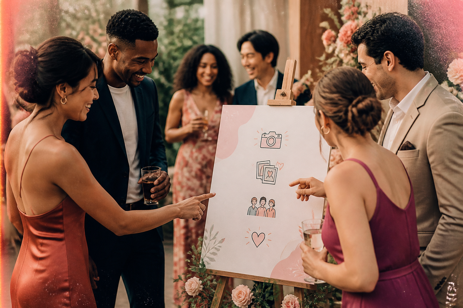 Editorial illustration for A Wedding QR Sign That Tells Guests Exactly What to Do