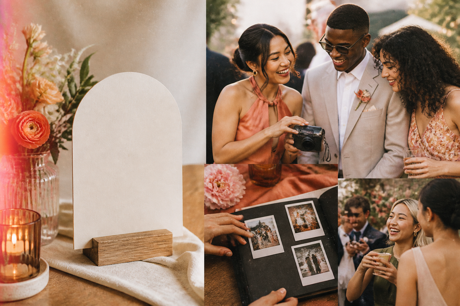 Editorial illustration for What to Put on a Wedding Photo QR Code Sign